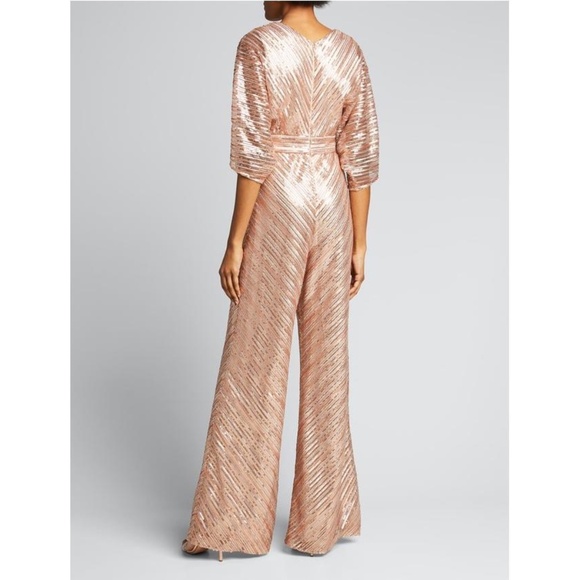 Theia Sequin Embroidered Tulle Kimono Jumpsuit - size 2 - Picture 2 of 11